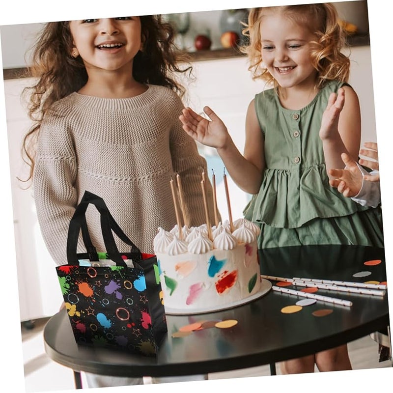 أكياس هدايا غير منسوجة من النيون بمقابض 10 قطع، أكياس حلوى لحفلات الأطفال لأعياد الميلاد وهالوين - Image 4